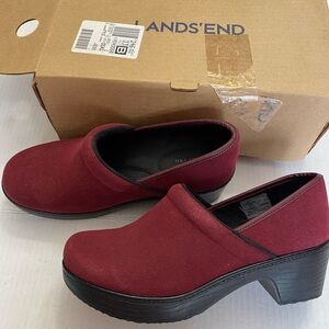 Lands' End Women's Burgundy Merlot Sueded Slip-On Shoes Camden Comfort Clogs